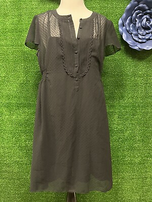 #ad Kensie Black Sheer Polka Dot Short sleeve Dress Size XL $56.25