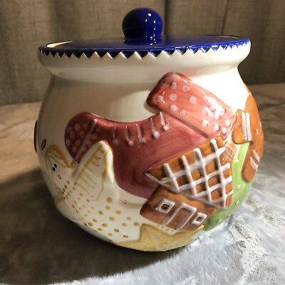 #ad Bath amp; Body Works GINGERBREAD MAN COOKIE JAR Holiday 1997 Handcrafted w Lid $17.00