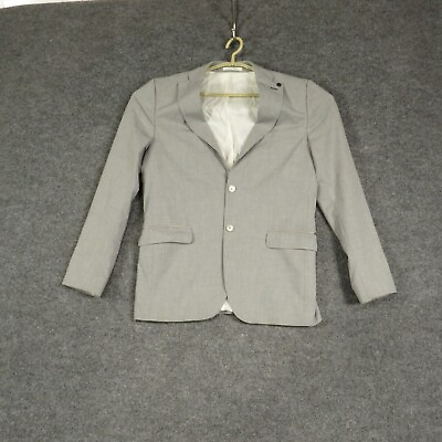 #ad Zara Man Blazer Mens 40 Grey Sport Coat Button Up Collared Pockets Lined Jacket $21.59