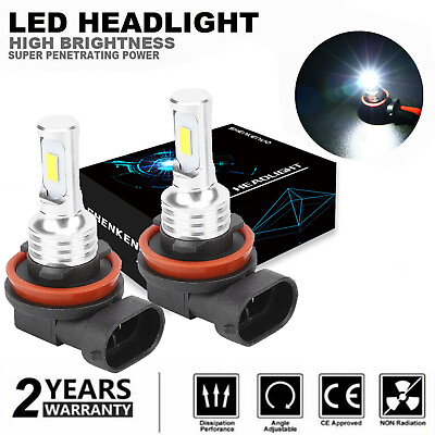 #ad H11 LED Headlight Super Bright Bulbs Kit White 6000K 8000LM High Low Beam $10.77