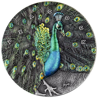 #ad 2022 Niue Amazing Animals Peacock 3 oz .999 High Relief Silver Coin $398.88