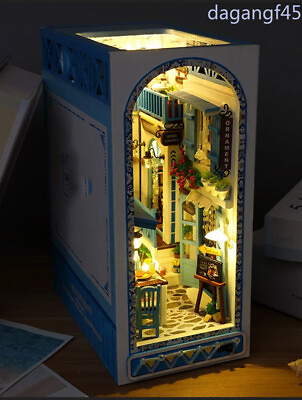 #ad Creative DIY Wooden Book Nook Shelf Insert Miniature Kits Breeze Casa Bookshelf $64.23