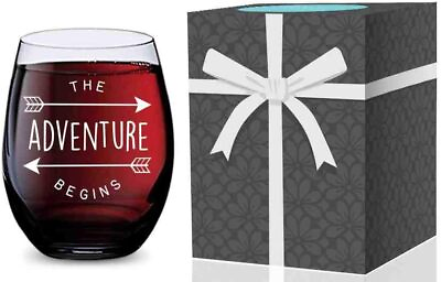 #ad GSM Brands Stemless Wine Glass for Weddings Graduation New Jobs Adventure $12.38