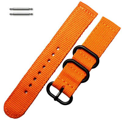 #ad Orange Nylon Watch Band Strap Belt Army Military Ballistic Black Buckle #6038 $11.95