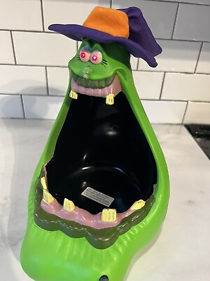 #ad Gemmy witch Vintage Halloween Big Mouth Candy Bowl animated talks eyes light up C $40.00