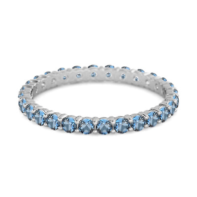 #ad Full Eternity Round London Blue Topaz 925 Sterling Silver Women Wedding Ring $12.00