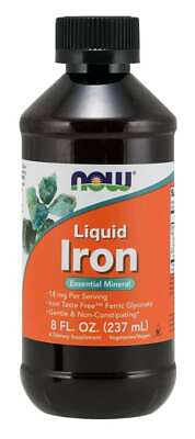 #ad NOW Foods Iron Liquid 18 mg 8 oz Non Constipating Late Date October Sealed New $11.95