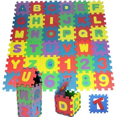 #ad FOAM PUZZLE Kids Floor Play Mat Shapes Colors Numbers Alphabets 36ct PROSOURCE $38.17