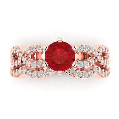 #ad 1.55ct Round Halo Tourmaline Wedding Stunning Ring set Curved 14k Rose Pink Gold $475.94