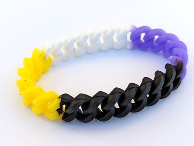 #ad New Non Binary Pride Silicone Link Bracelet Gay LGBTQ Wristband $8.88