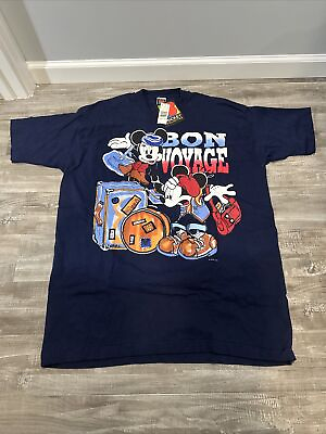 #ad Vtg Mickey Minnie Bon Voyage T Shirt Sz XL Mickey Unlimited Disney NWT SS $29.95