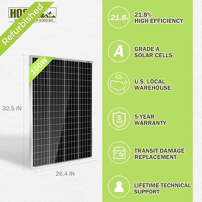 #ad HQST 400 Watt 4 pcs 100W 12 Volt Monocrystalline Solar Panel for Boat Caravan $279.96