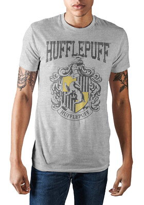 #ad Harry Potter Hogwarts Hufflepuff House Crest Men#x27;s T shirt Athletic HeatherXL $19.99