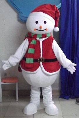#ad Xmas Snowman Cartoon Mascot Halloween Costume Cosplay Birthday Party Adult Dress $107.10
