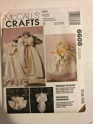 #ad McCall#x27;s 6608 ANGEL DOLLS Heavenly Accents Ornament Crafts Decor pattern UNCUT $6.77