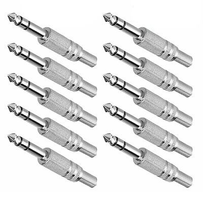 #ad 10Pack lot 1 4in 6.35mm Male Mono Plug Stereo Audio Cable Jack Connector Adapter AU $12.98
