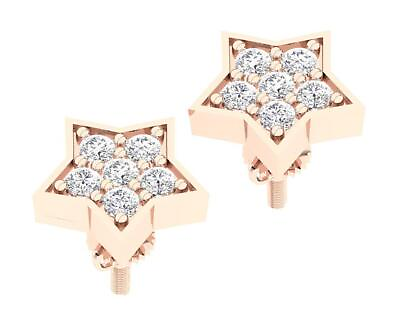 #ad SI1 G 0.40 Ct Round Cut Diamond 14K Rose Gold Star Fashion Studs Earrings 8.80MM $571.99