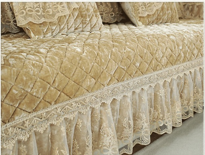 #ad Winter Warm Plush Sofa Cushion Gold Velvet European Luxury Sofa Non slip Towel AU $168.49