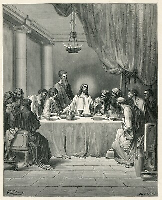 #ad Gustave Dore JESUS CHRIST THE LAST SUPPER vintage bible art 1880 antique print $23.00