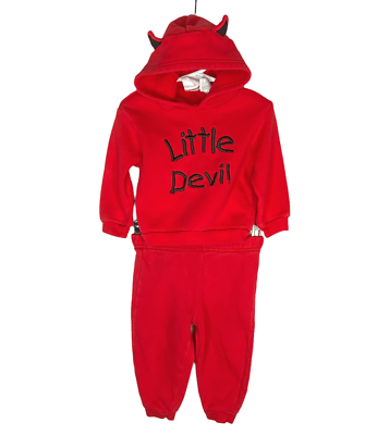 #ad Little Devil Toddler Costume Sz 18 Month Red Sweater Jogger Set Halloween Unisex $19.99
