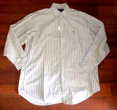 #ad NEW Ralph Lauren Men#x27;s Yarmouth 100% cotton Classic Striped Dress Shirt 16.5 33 $28.00
