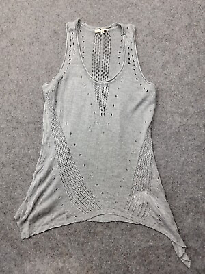 #ad LA Made Womens Gray Sleeveless Top Size M Open Knit Side Slit $12.00