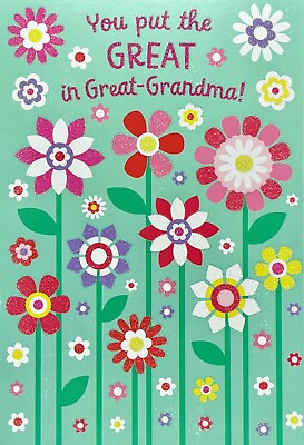 #ad Vibrant MOTHER#x27;S DAY Card FOR GREAT GRANDMA Glitter Flowers by Hallmark ✉ $4.99
