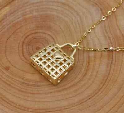 #ad Vintage Bag Women#x27;s Beauty Charm Pendant 14K Yellow Gold Plated Free Chain $137.69