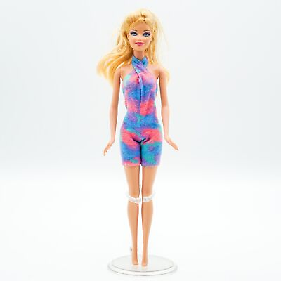 #ad Fashion Barbie 2009 Mattel Pink Blue Tie Die Jump Suit Bendable Legs Blonde $5.99