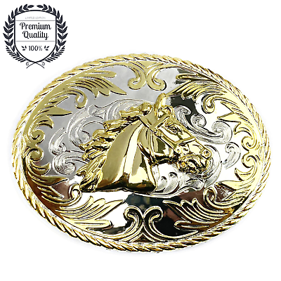 #ad Metal Zinc Alloy Belt Buckle Western Cowboy Horse Head Gold Casual Fashion Style AU $31.30