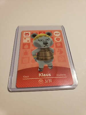 #ad SUPER SALE Klaus # 257 Animal Crossing Amiibo Card AUTHENTIC Series 3 NEW $1.60