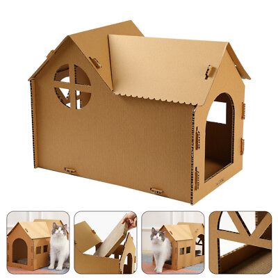 #ad Cat Scratch Board House Corrugated Paper Furniture Half Closed $51.95