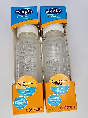 #ad #ad 2 Even Flo GLASS 8 OZ Classic BPA Free Bottle 0 3 Months Custom Flow Air Vents $23.09