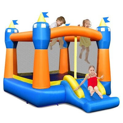#ad Kids Backyard Inflatable Castle Bounce House Large Fun Jumping Area W out Blower $147.98