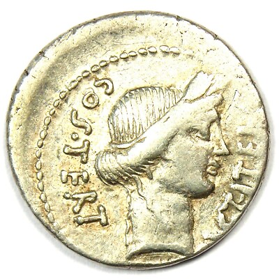 #ad Julius Caesar AR Denarius Silver Ceres Roman Coin 47 BC VF Very Fine $821.75