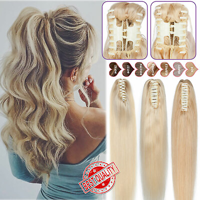 #ad US Brazilian 100% Real Remy Human Hair Claw In On Ponytail Extensions Thick 120G $95.46