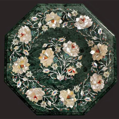 #ad Green Marble Dining Table Top Multi Colour Semi Precious Stone Handmade Pietro D $2999.00