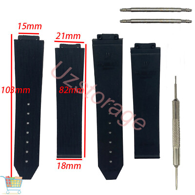 #ad Black Rubber Silicone Watch Strap Band W Tool For H Hublot Big Bang 15*21mm $13.04