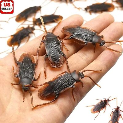 #ad 40 Prank Cockroaches Realistic Cock Roach Rubber Fake Creepy Bugs Gag Toy Joke $6.68