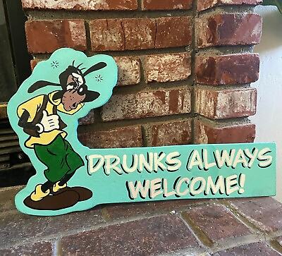 #ad Handmade Disney Goofy Mickey Mouse Painted Bar sign game Room $150.00