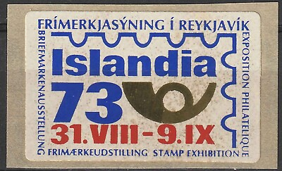 #ad Iceland Poster Cinderella Stamp 1973 Exposition Philatelic Islandia $3.77