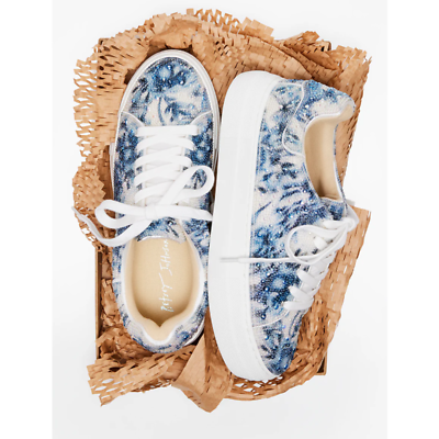 #ad BETSEY JOHNSON blue white pearl rhinestone platform Sidny sneakers shoes sz 9 M $59.99