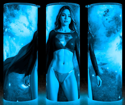 #ad Glow in the Dark Supergirl Sexy Comic Book Girl Galaxy Cup Mug Tumbler 20oz $22.95
