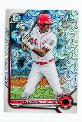 #ad 2022 Bowman Justice Thompson #BCP 59 Chrome Prospects Mojo Refractor Reds $3.99