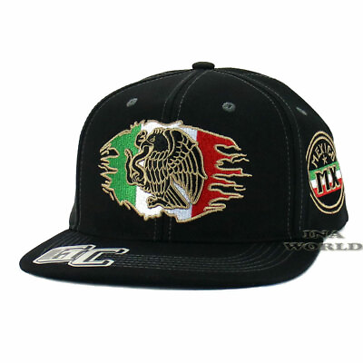 #ad MEXICO Hat Flag Eagle Federal Logo Snapback Mesh Flat Bill Baseball Cap Black $12.85