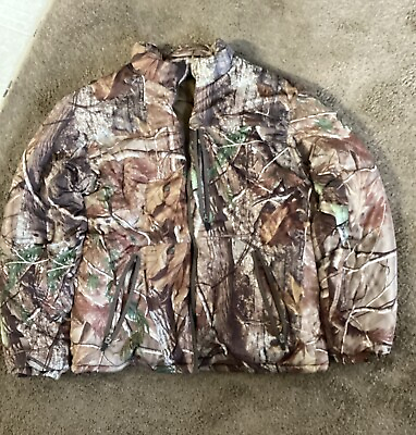 #ad CABELA#x27;S Camo Jacket RealTree M REG Reversible Puffed Hunting Men’s Jacket $45.00