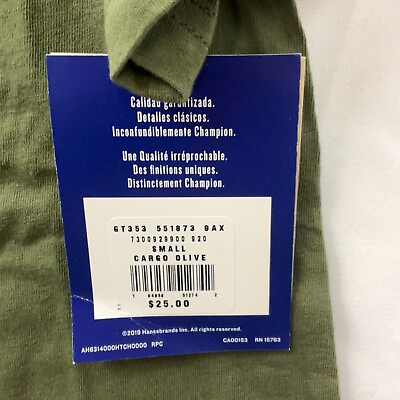 #ad Champion Basic T Shirt Mens Size Small Olive Short Sleeve Crew Neck Pullover $16.99