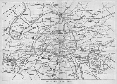 #ad PARIS AND ENVIRONS 1870 HARPER#x27;S WEEKLY HISTORY MAP FORTS OF PARIS VERSAILLES $65.00