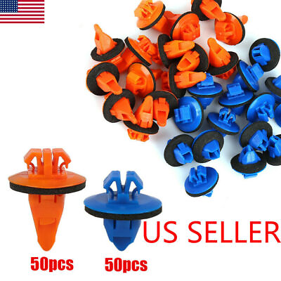 #ad 100pcs Orangeamp;Blue Trim Moulding Clips For Toyota 4Runner Sequoia Tacoma $7.99