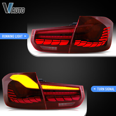 #ad VLAND OLED Tail Lights For BMW M3 F30 F80 2012 2018 Red Lens Rear Brake Lamps $299.99
